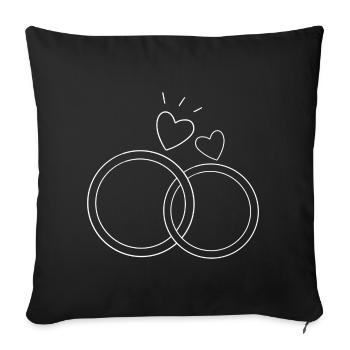 Mariage Anneaux de mariage Mariage - Housse de coussin décorative 45 x 45 cm - noir - Devant