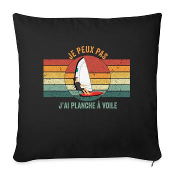 Je peux pas, j'ai planche à voile - Housse de coussin décorative 45 x 45 cm - noir - Devant
