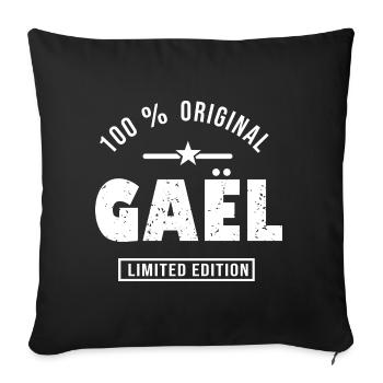 Gaël shirt personnalisé prénom gael - Housse de coussin décorative 45 x 45 cm - noir - Devant