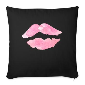 Mouth Lips Pink Kiss Gift Idea - Sofa pillowcase 17,3'' x 17,3'' (45 x 45 cm) - black - Front