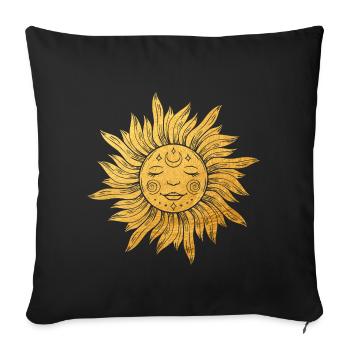 Sun face with rays, esoteric, mystical - Sofa pillowcase 17,3'' x 17,3'' (45 x 45 cm) - black - Front