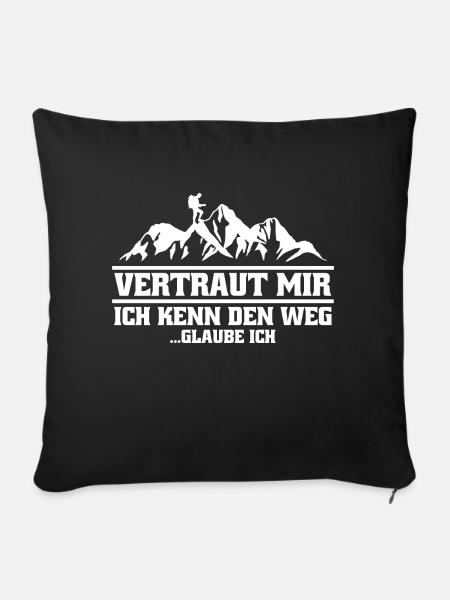 Wandern Bergsteigen Wanderung Natur Trekking - Sofakissenbezug 45 x 45 cm - Schwarz