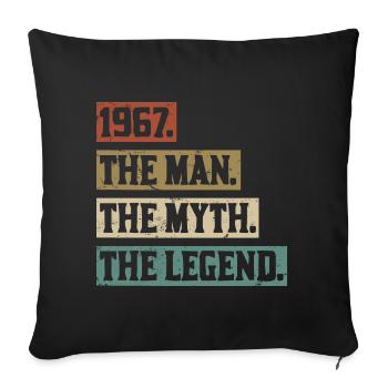 Né en 1967 Homme Mythe Légende Anniversaire - Housse de coussin décorative 45 x 45 cm - noir - Devant