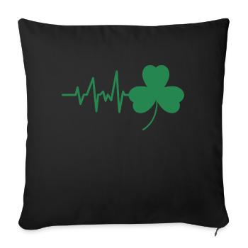 Rythme cardiaque Saint Patrick Irlande trèfle - Housse de coussin décorative 45 x 45 cm - noir - Devant