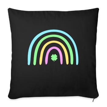 Green Four Leaf Clover Rainbow St Patrick's Day - Sofa pillowcase 17,3'' x 17,3'' (45 x 45 cm) - black - Front