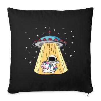 Alien UFO with unicorn and astronaut motif - Sofa pillowcase 17,3'' x 17,3'' (45 x 45 cm) - black - Front