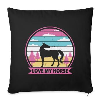 J’aime mon cheval - Housse de coussin décorative 45 x 45 cm - noir - Devant