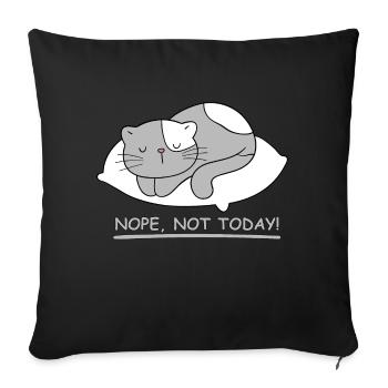 Chat endormi : Pas aujourd’hui ! - Housse de coussin décorative 45 x 45 cm - noir - Devant