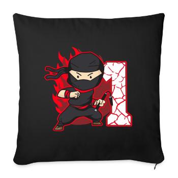 Ninja Fighter Anniversaire Garçon 1 An Ninjas - Housse de coussin décorative 45 x 45 cm - noir - Devant