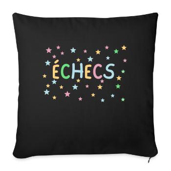 échecs pastel étoiles - Housse de coussin décorative 45 x 45 cm - noir - Devant