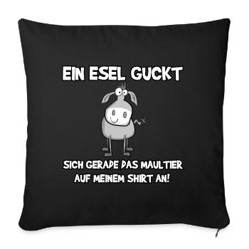 Ein Esel guckt - Sofakissenbezug 45 x 45 cm - Schwarz - Vorne