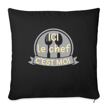Ici le chef c'est moi - Housse de coussin décorative 45 x 45 cm - noir - Devant