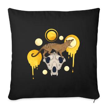Thylacine Skull Gold - Golden Tasmanian Tiger Wolf - Sofa pillowcase 17,3'' x 17,3'' (45 x 45 cm) - black - Front