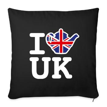 Union Jack Flag Teapot I Love UK British UK - Sofa pillowcase 17,3'' x 17,3'' (45 x 45 cm) - black - Front