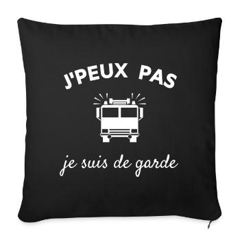 Je peux pas je suis de garde - Pompier - Housse de coussin décorative 45 x 45 cm - noir - Devant