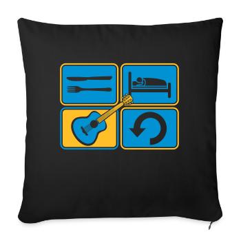 Repeat playing guitar daily - Sofa pillowcase 17,3'' x 17,3'' (45 x 45 cm) - black - Front