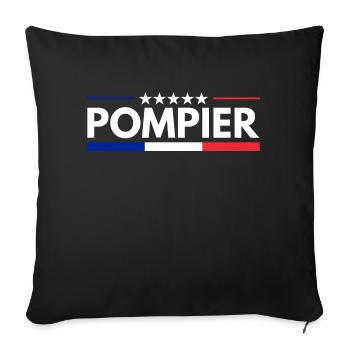 Pompier français Bleu Blanc Rouge - Housse de coussin décorative 45 x 45 cm - noir - Devant