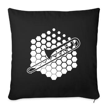 Trombone Tromboniste Homme Cuivre Instrument - Housse de coussin décorative 45 x 45 cm - noir - Devant
