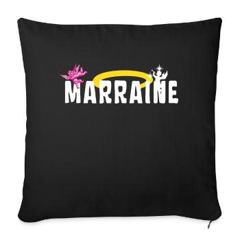 Marraine Baptême Auréole Anges - Housse de coussin décorative 45 x 45 cm - noir - Devant