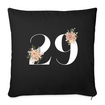 29th Anniversary Flowers (Gift of 29 years) - Sofa pillowcase 17,3'' x 17,3'' (45 x 45 cm) - black - Front