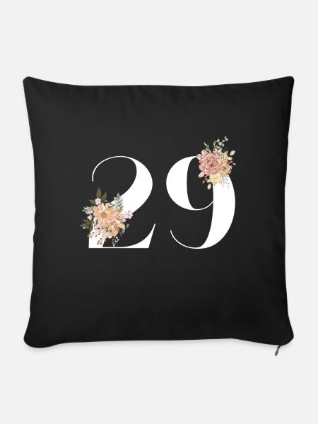 Blumen zum 29-jährigen Jubiläum (Geschenk von 29 Jahren) - Sofakissenbezug 45 x 45 cm - Schwarz