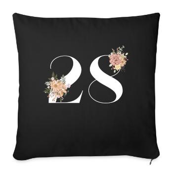 28e anniversaire fleuris (Cadeau de 28 ans) - Housse de coussin décorative 45 x 45 cm - noir - Devant