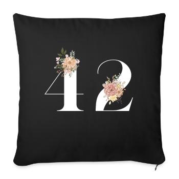 42nd Anniversary Flowers (Gift of 42 years) - Sofa pillowcase 17,3'' x 17,3'' (45 x 45 cm) - black - Front