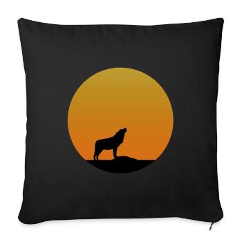 Wolf Sunrise - Sofakissenbezug 45 x 45 cm - Schwarz - Vorne