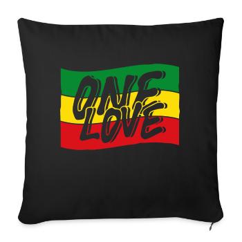 Drapeau Reggae One Love - Housse de coussin décorative 45 x 45 cm - noir - Devant