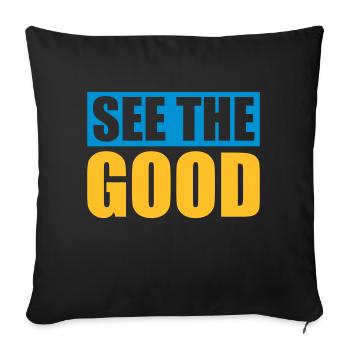 voir la bonne citation - Housse de coussin décorative 45 x 45 cm - noir - Devant