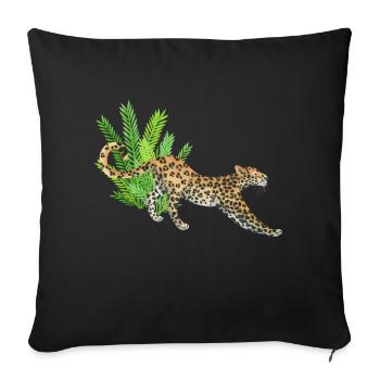 Leopard in the jungle - Sofa pillowcase 17,3'' x 17,3'' (45 x 45 cm) - black - Front