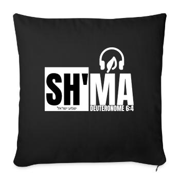 SH'MA -(blanc) - Deut/6:4 - Housse de coussin décorative 45 x 45 cm - noir - Devant