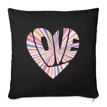 Colorful Love Heart Cool Gift For Men Women & Kids - Sofa pillowcase 17,3'' x 17,3'' (45 x 45 cm) - black - Front