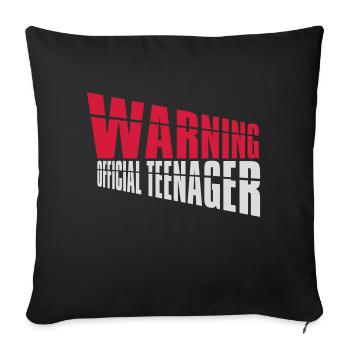 avertissement citation officielle d’adolescent - Housse de coussin décorative 45 x 45 cm - noir - Devant