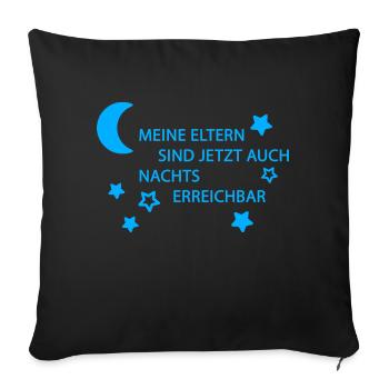 Eltern erreichbar hellblau - Sofakissenbezug 45 x 45 cm - Schwarz - Vorne