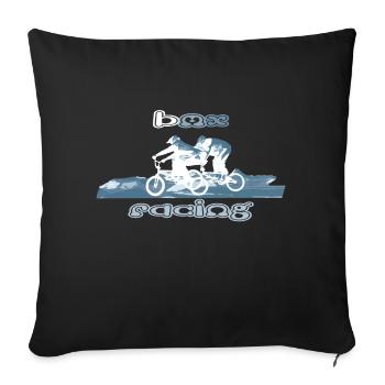 bmx race racing vtt motocross - Housse de coussin décorative 45 x 45 cm - noir - Devant