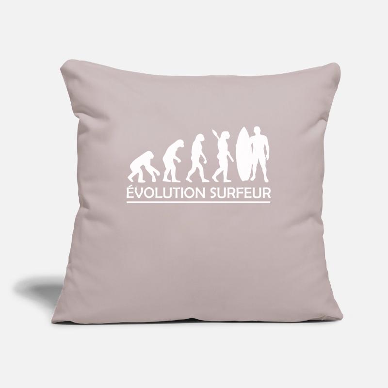 évolution surfeur / cadeau surfeur Housse de coussin décorative 45 x 45 cm