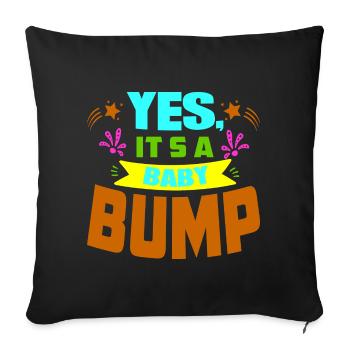 Mère Enceinte Bébé Nourrisson T-shirt Maman - Housse de coussin décorative 45 x 45 cm - noir - Devant