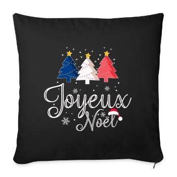 Joyeux Noël Weihnachtsbäume Frankreich Flagge - Sofakissenbezug 45 x 45 cm - Schwarz - Vorne