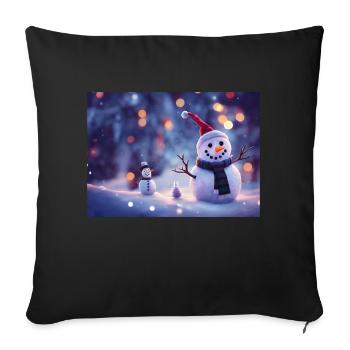 Joyeux Noël Bonhomme de neige - Housse de coussin décorative 45 x 45 cm - noir - Devant