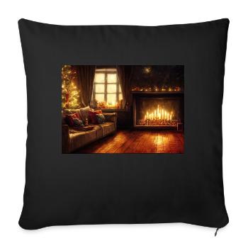 Noël au coin du feu - Housse de coussin décorative 45 x 45 cm - noir - Devant
