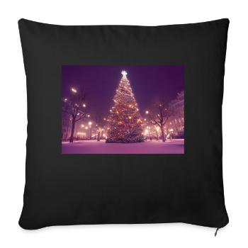Sapin de Noël dans le WInter - Housse de coussin décorative 45 x 45 cm - noir - Devant