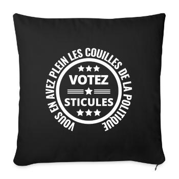politique, politicien, marre de la politique - Housse de coussin décorative 45 x 45 cm - noir - Devant