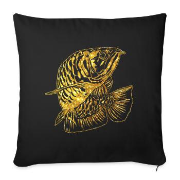 Arowana Fish Gold Graphic Fish Lover Fishing Gear - Sofa pillowcase 17,3'' x 17,3'' (45 x 45 cm) - black - Front