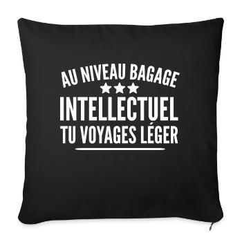 bagage intellectuel / humour intelligence - Housse de coussin décorative 45 x 45 cm - noir - Devant
