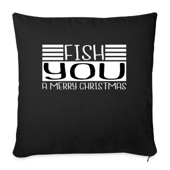 Noël Happy Fish Hook Dinosaur Lover Drôle - Housse de coussin décorative 45 x 45 cm - noir - Devant