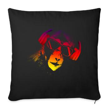 Monkey DJ mit Kopfhörer und Sonnenbrille Geschenki - Sofakissenbezug 45 x 45 cm - Schwarz - Vorne