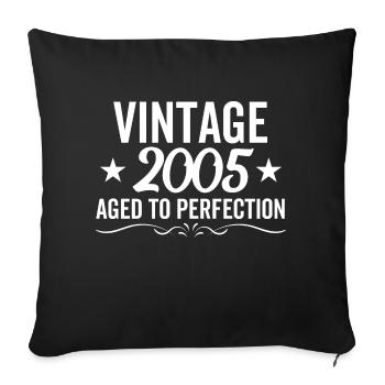 Millésime 2005 Vieilli à la perfection - Housse de coussin décorative 45 x 45 cm - noir - Devant