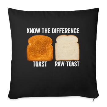 Know The Difference Toast Toast Breakfast lover - Sofa pillowcase 17,3'' x 17,3'' (45 x 45 cm) - black - Front