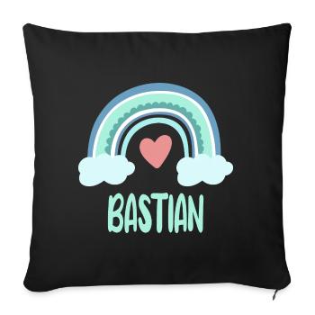 Bastian Name Rainbow Baby - Sofa pillowcase 17,3'' x 17,3'' (45 x 45 cm) - black - Front